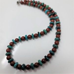 Awesome Turquoise & Jasper beaded Necklace Classic